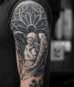 Angel tattoo by @ronjamasstattoo