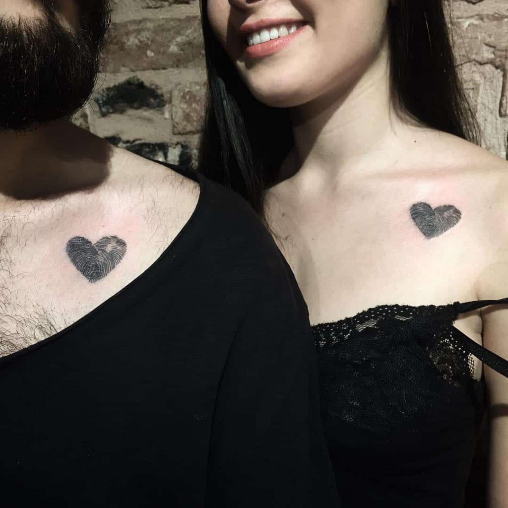 coppia tattoo cuore by @dovenadam