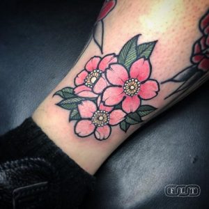 Tatuaggio fiori di ciliegio cartoon