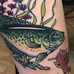 fish tattoo by @charlie_forbes_tattoo