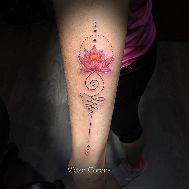fiore di loto tattoo unalome by @vickbrutal