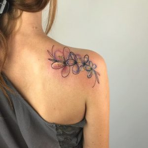 tattoo fiore di pesco spall by @sonia_tessari