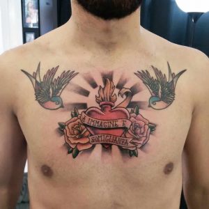tattoo passione Cristo rondini by @giorgio_troncarelli