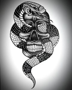 Sketch Tattoo teschio serpente