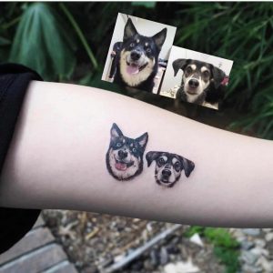 dog portrait tattoo by @bangbangnyc