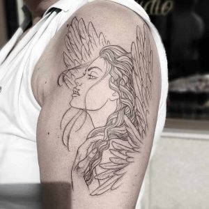 tattoo guardian angel by @bloodflowertattoo