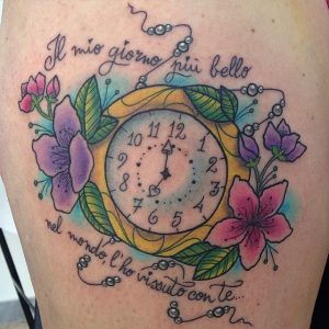 tattoo orologio colori scritte