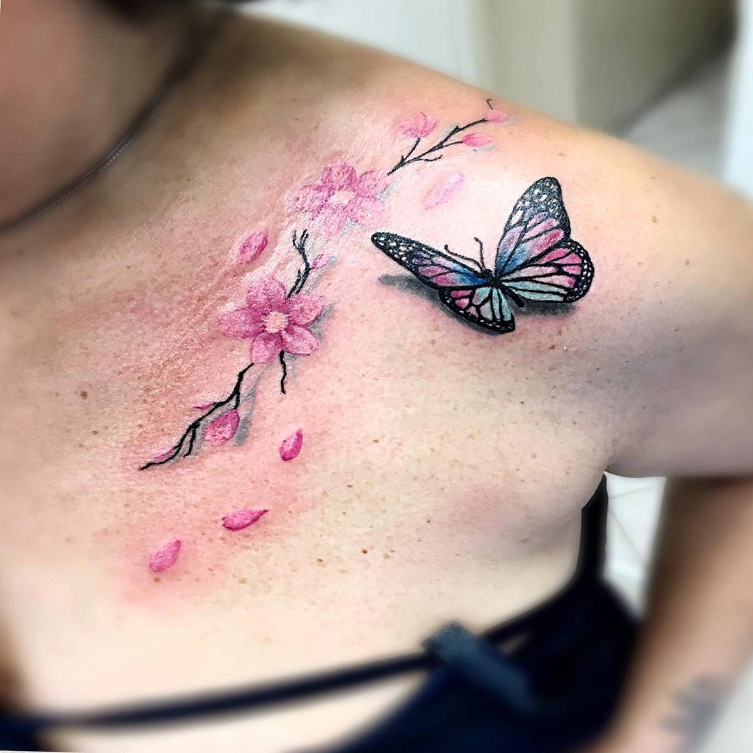 tatuaggio-farfalle-e-fiori-by-@piercing_tattoo_leotta