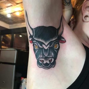 tatuaggio ascella toro by @salutionrecords