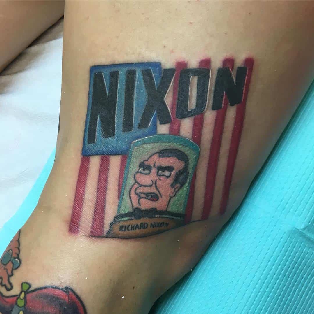 tatuaggio richard nixon by @thejamielaw